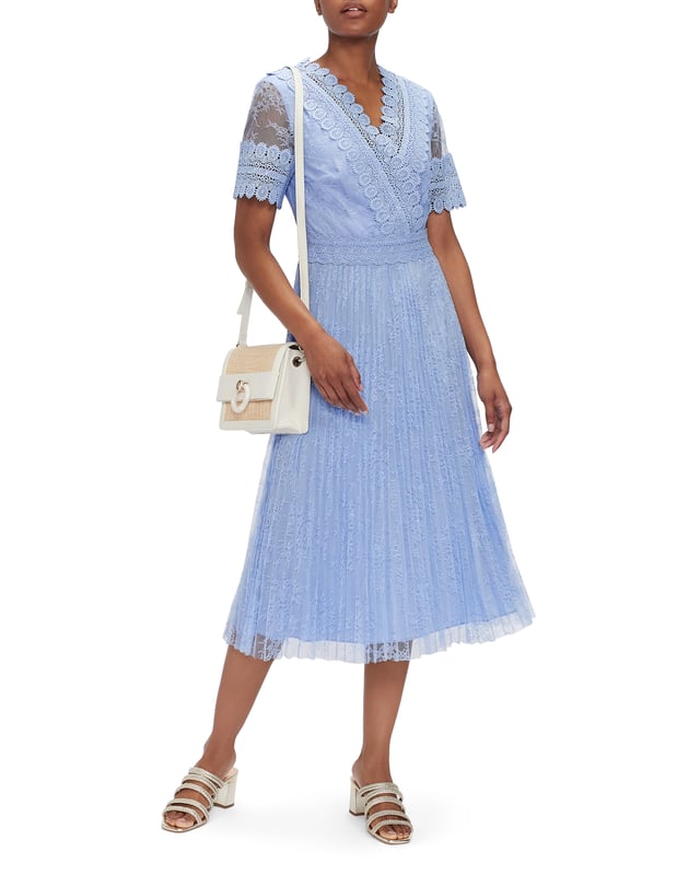 Pale Blue Frill Midi Dress