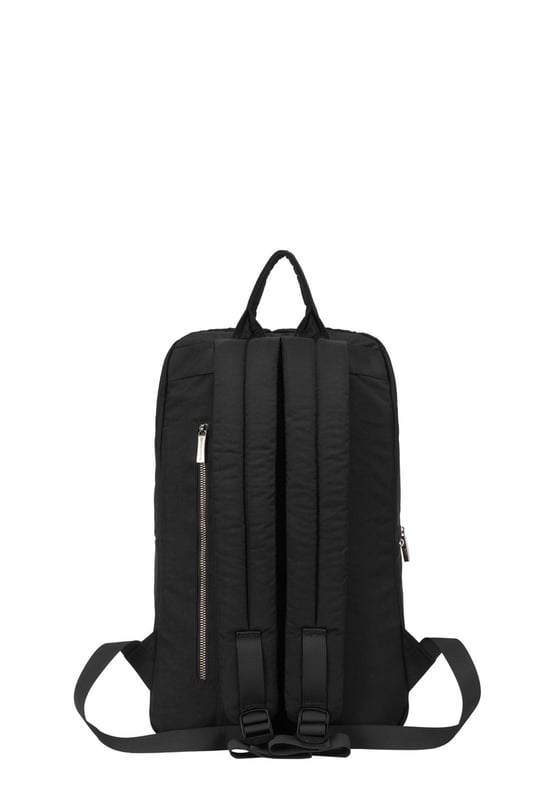 The Zip Around Nylon Backpack is the go-to bag for everyday essentials. The classic silhouette is cut in our signature nylon featuring a flap over zip pocket to the front. Inside features a 15” padded laptop sleeve with additional internal pockets for organised storage. Features: , Zip top opening, Front flap over zip pocket, Rear zip pocket, SMITH & CANOVA antique brass logo, Branded antique brass zips, Padded grab handle, Adjustable padded backpack straps, Internal 15 inch padded laptop sleeve, Internal zip pocket, 2 Internal mobile phone slip pockets - fits normal and plus size smart phones, 2 Internal pen slip pockets Style Ref: 92681 BLACK