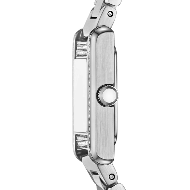 This Emporio Armani Genni Analogue Watch for Women is the perfect timepiece to wear or to gift. It's Silver  Rectangular case combined with the comfortable Silver Stainless steel watch band will ensure you enjoy this stunning timepiece without any compromise. Operated by a high quality Quartz movement and water resistant to 5 bars, your watch will keep ticking.