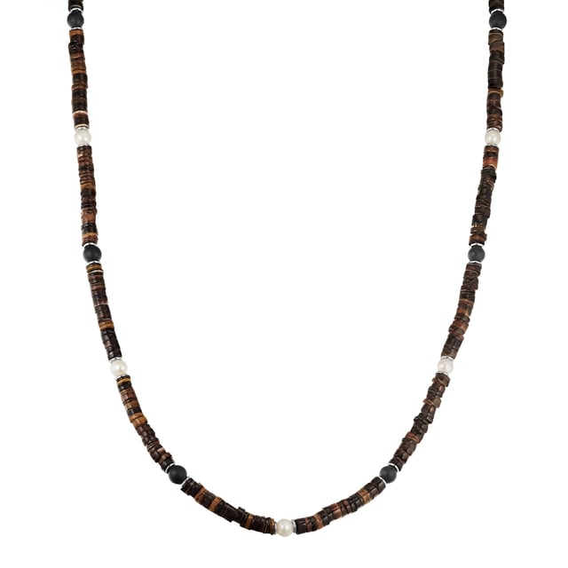If you're the casual jewelry type, nature-inspired jewelry perfectly embodies your personality! This beaded necklace from the True Rebels label is made for young rebels who like to stand out from the crowd. Heishi shell core discs combine with dark agate beads, fine freshwater cultured pearls and shiny stainless steel discs to create an accessory in a cool surfer style. Whether with a suit, for the next festival or for an evening stroll through the clubs: the necklace is a versatile men's favorite! A robust stainless steel carabiner clasp with an extension chain ensures a high level of comfort.