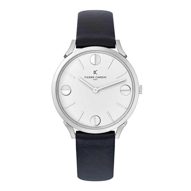 This Pierre Cardin Pigalle Half Moon Analogue Watch for Unisex is the perfect timepiece to wear or to gift. It's Silver 40 mm Round case combined with the comfortable Black Leather watch band will ensure you enjoy this stunning timepiece without any compromise. Operated by a high quality Quartz movement and water resistant to 3 bars, your watch will keep ticking. This casual and modern watch is perfect for all kind of casual activities, indoor activities or daily use, it's also a great gift for family and friend. High quality 21 cm length and  18 mm width Black Leather strap with a Buckle Case diameter: 40 mm,case thickness: 6.55 mm, case colour: Silver and dial colour: White