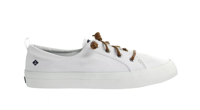 Sperry Crest Vibe Women's White Plimsolls – the perfect fusion of timeless style, coastal inspiration, and everyday comfort. These plimsolls are designed to elevate your casual look while providing exceptional comfort for all-day wear.

Key Features:

 Classic Coastal Charm:  The Crest Vibe Women's White Plimsolls by Sperry capture the essence of coastal living with their classic yet modern design. Whether you're by the shore or exploring the city, these plimsolls exude a relaxed elegance that complements various outfits.

 Quality Craftsmanship:  Crafted by Sperry, a brand renowned for its nautical heritage, these plimsolls boast impeccable craftsmanship. The attention to detail in their design ensures durability and a lasting style that withstands the test of time.

 Day-Long Comfort:  Featuring a cushioned insole and a padded collar, these plimsolls provide exceptional comfort that lasts from morning till night. The cushioning supports your feet throughout your activities, making them ideal for both leisure and light adventures.

 Effortless Slip-On Style:  The convenient slip-on design of the Crest Vibe plimsolls ensures easy on-and-off wear. Whether you're in a rush or seeking a hassle-free footwear option, these plimsolls are your go-to choice.

 Versatile White Hue:  The pristine white color of these plimsolls offers versatility in pairing with a range of outfits. From casual dresses to jeans and shorts, these plimsolls effortlessly elevate your style, making them a wardrobe essential.

 Non-Marking Outsole:  The non-marking rubber outsole not only provides reliable traction but also ensures that you can wear these plimsolls indoors without leaving scuff marks. This feature adds to the versatility and practicality of the shoes.