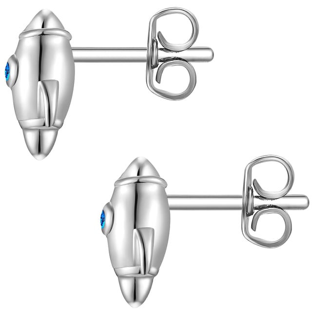 Are you looking for an accessory with strong symbolism for young fashionistas? Then these earplugs of the children's label Lulus Little Things are an excellent choice. Mini rockets nest gently on the earlobes and remind you of the message "Fly to the Moon - you can do everything every day!" Rakets and plugs are made of 925 sterling silver, protected with skin -friendly rhodium from starting and decorated with a zirconia crystal. A plug-in closure ensures high comfort and uncomplicated places. Teenagers also love these earrings.