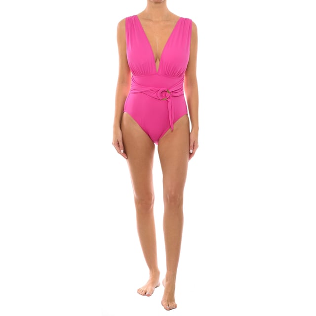 Take the plunge and make a statement in the MICHAEL Michael Kors Belted Surplice One-Piece Swimsuit. Featuring a plunging neckline, belted front, logo hoop trim and removable soft cup, this swimsuit is a fashion-forward option for the beach or pool.

 Low-cut swimsuit with surplice and belt.
 One piece swimsuit.
 Deep V neckline.
 Wide non-adjustable elastic straps.
 Belt detail with ring with the brand name.
 Removable soft cups (pads included).
 Seams seen in tone.
 Composition: Exterior: 85% Polyamide, 15% Elastane; Lining: 92% Polyester, 8% Elastane.; Cups: 100% Polyurethane.
 Care:
Hand wash with cold water.
 Use neutral soap.
 Do not use bleach.
 Rinse without twisting.
 Do not iron.