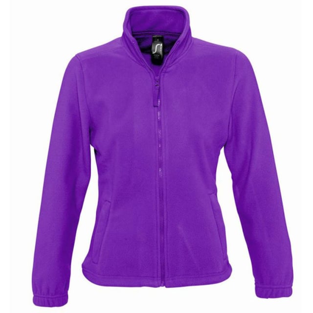Pill resistant. High density. Unlined. Shaped fit. Taped back neck. Collar high full zip. Two front zip pockets. Elasticated cuffs. Open hem with drawcord. Fabric weight: 300 gsm. Material: 100% polyester. Ladies size: S(8/10), M(12), L(14), XL(16), XXL(18).