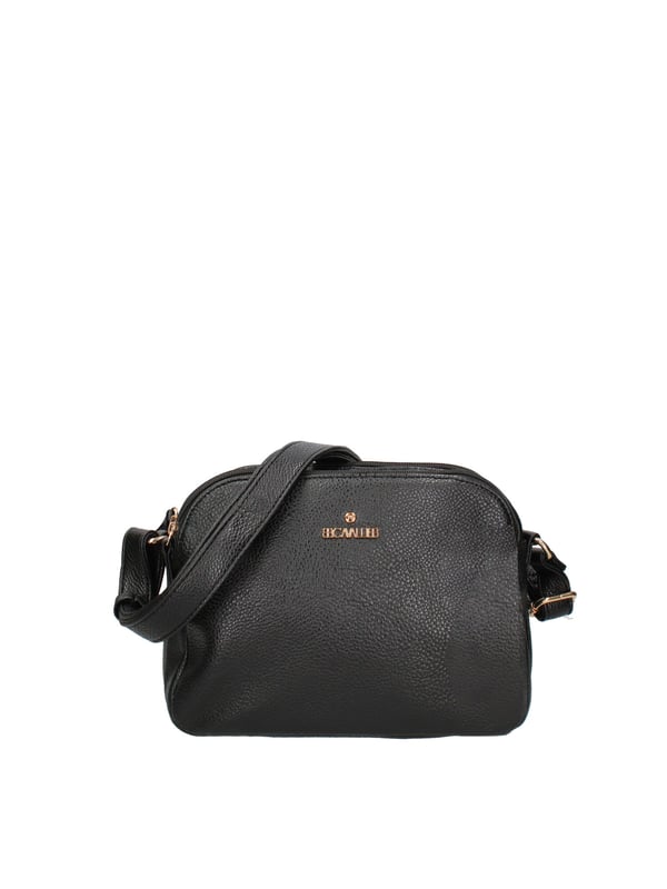 Bolso bandolera para mujer. El cierre es con cremallera. Los bolsillos internos son uno con cremallera y dos abiertos. Los bolsillos externos son uno en la espalda con cremallera. La bandolera es ajustable en piel. Falta el mango. Hay tres compartimentos internos. El material exterior es ecopiel. Internamente está forrado en poliéster. Medidas: 26x19x11 cm. Producto de moda