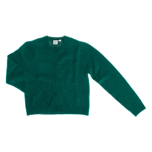 Girls' cardigan made from a soft, warm fabric, perfect for cooler days.

 It features a classic crew neck design and front button closure, making it easy to wear and adjust.

 The knit fabric features an elegant heart pattern that adds a touch of style without losing simplicity.

 The long sleeves end in ribbed cuffs, as does the waist, providing a comfortable, snug fit, keeping the garment in place.

 Ideal for combining with different styles and looks, this cardigan is a versatile and practical garment for everyday use.
 Composition: 73% Acrylic, 22% Polyester, 3% Elastane
 Care:
- Hand wash with cold water.
 - Close all buttons before closing.
 - Wash inside out.
 - Use non-chlorine bleach if necessary.
 - Iron at low temperature.