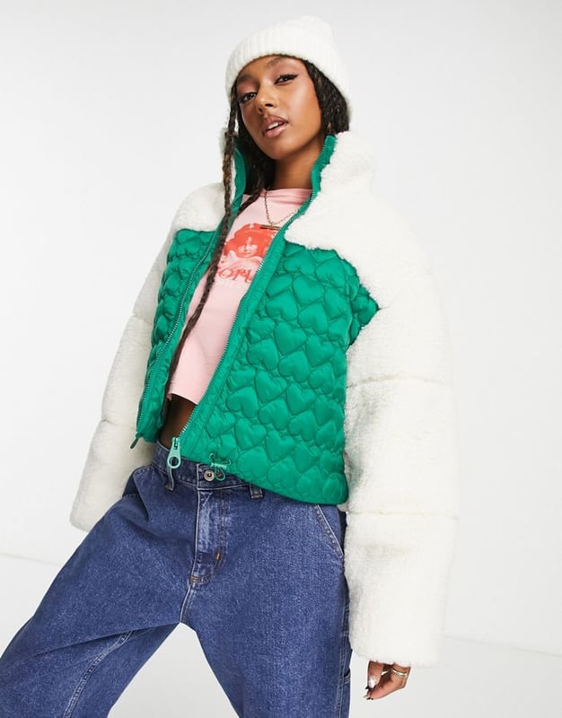 Topshop green borg coat hotsell