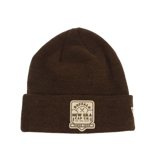 Mens New Era Cuff Knit Beanie Hat in brown.- Turned hem.- Knitted.- Embroidered branding.- 60% Polyester  40% Acrylic.- Ref: 60424754