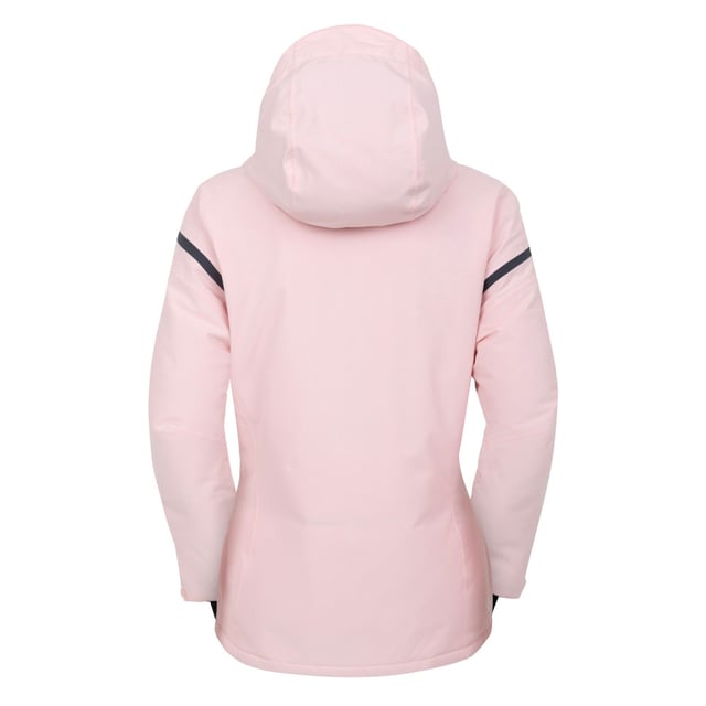The Dare 2b Flurry Jacket, crafted from recycled waterproof and breathable stretch fabric, keeps you dry and comfortable on the slopes. The durable water-repellent finish and taped seams provide complete waterproof protection. Cold weather won't get a look in with the recycled high-warmth padding, inner sleeve cuffs, and recycled polyester lining with a scrim back panel. The jacket comes with ski-ready features, including an internal mesh pocket with a goggle lens wipe, a ski pass pocket, and a fixed snow skirt with gel grip. You'll move freely with the articulated sleeve design. This waterproof ski jacket is finished with an adjustable foldaway technical hood.