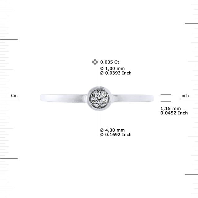Diamantes de anillo solitario 0.040 CTS - HSI de calidad (color H - Calidad SI1) - entorno de carrocería - Disponible de tamaño 48 a tamaño 60 - Oro blanco 375 milésimo - 2 años Garantía contra defectos de fabricación - Entregado en un caso con una autenticidad de certificado y una internacional Garantía: todas nuestras joyas están hechas en Francia.
