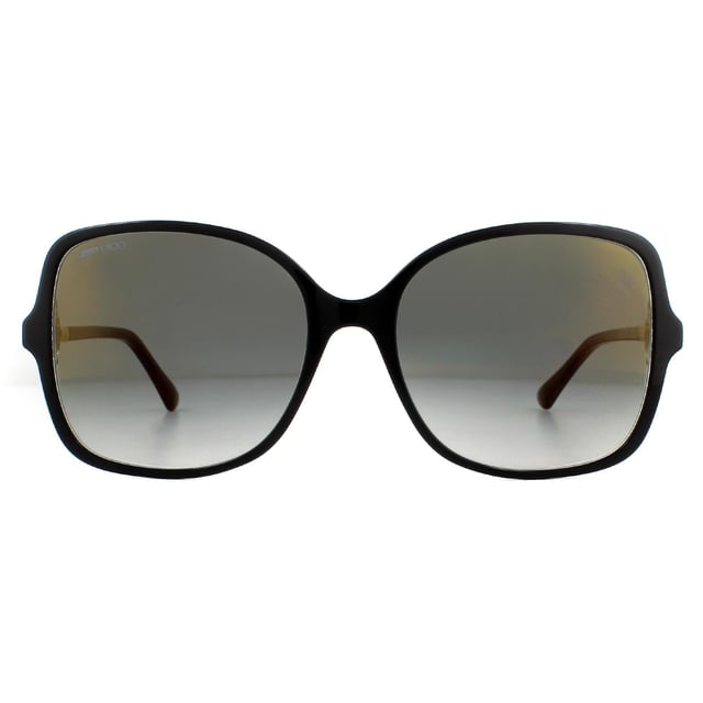 Jimmy Choo Sunglasses JUDY/S 807 FQ Black Transparent Grey Gradient Gold Mirror are an oversized and elegant butterfly style with super slim temples embellished with the Jimmy Choo logo ..