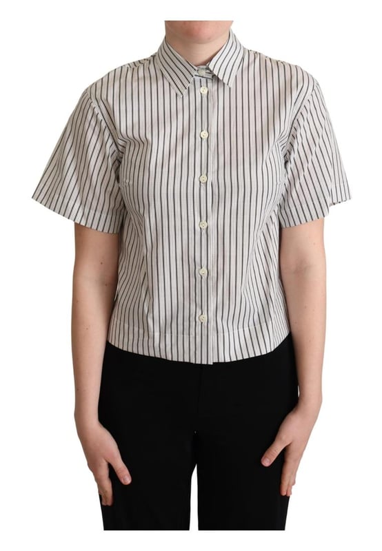 A estrenar con etiquetas.
  Polo de algodon 100% autentico de Dolce & Gabbana.
  Diseno de rayas en blanco y negro.
  Cuello tapeta de botones en la parte delantera y mangas cortas.
  Detalles del logotipo.
  Fabricado en Italia.