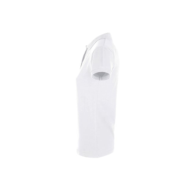 Uitgesneden met zijnaden. Getapete hals. Ribgebreide kraag. Drie knoppensluiting met geparelde zelfkleurige knoppen. Mouwen met manchet. Zoom met dubbele naald. Gewicht van de stof: 180 g/m². Materialen: 100% ringgesponnen gekamd katoen. Andere kleurmaterialen: Grijze Marl: 85% katoen, 15% viscose. As: 98% katoen, 2% viscose. Houtskool gemêleerd: 60% katoen, 40% polyester. Heide ossenbloed en heide-denim: 57% katoen, 38% polyester, 5% elastaan. Damesmaat: S(8/10), M(10/12), L(12/14), XL(14/16), XXL(16/18).