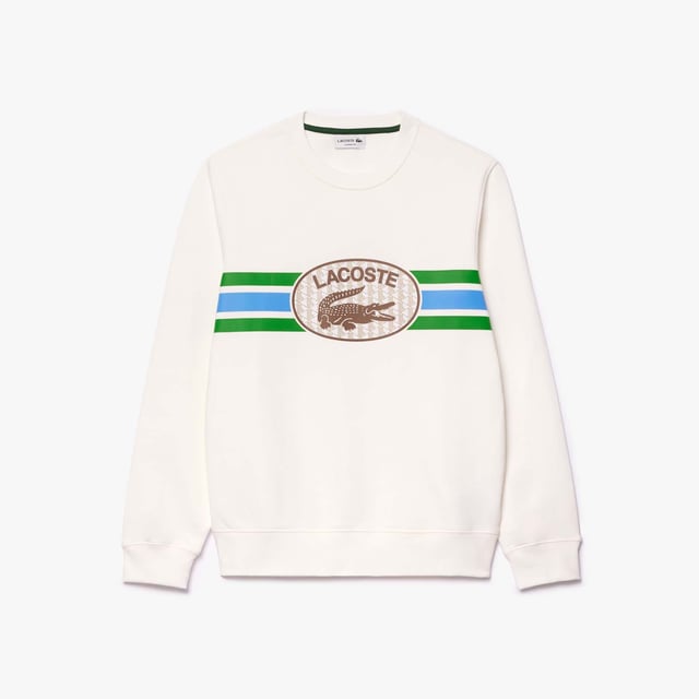 SH1420 Loose Fit Monogram Print Fleece Sweatshirt Unbrushed cotton fleece Loose fit  loose sleeves Classic embroidered crocodile on breast   Loose Fit Monogram Print Fleece Sweatshirt Unbrushed cotton fleece Loose fit  loose sleeves Classic embroidered crocodile on breast