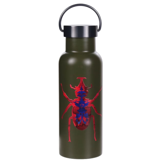Material: Stainless Steel. Durable, Hardwearing. Design: Beetle. Carry Handle, Double Wall, Removable Lid. Capacity: 500ml.