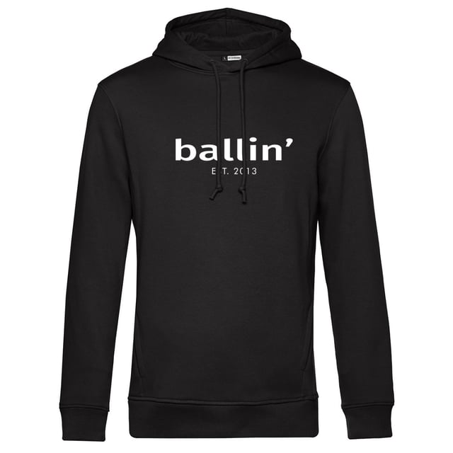Sudadera con capucha para hombre de la marca Ballin Est. 2013. Las sudaderas con capucha de Ballin Est. 2013 están hechas de 80% algodón orgánico y 20% poliéster reciclado, y tienen un corte regular. El suave algodón proporciona una gran comodidad.  Nombre del modelo: Basic HoodieCategoría: sudadera con capucha para hombreMateriales: algodón orgánico, poliéster recicladoColor: negro