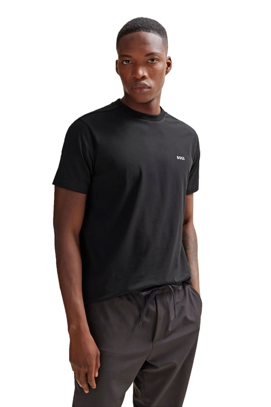 Boss T Shirt Black
Everyone needs a good basic tee at the core of their wardrobe and this BOSS Tee from their green selection certainly fits the bill. 100% cotton, crew neck with short sleeves and a neat printed logo to the chest, this is a smart tee to layer and use all year through.

100% Cotton
Crew Neck
Reg Fit
Style - 50506373