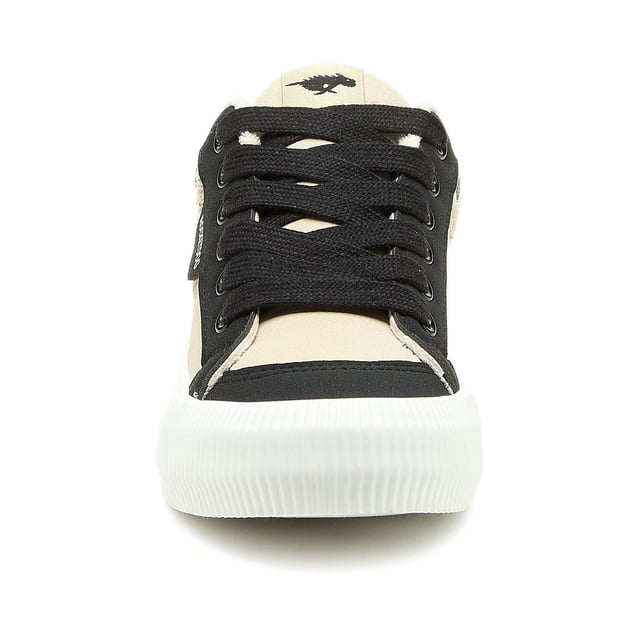 Zapatillas negras Rocket Dog para mujer, con diseño alegre y bloques, confeccionadas en algodón y suela de goma. Incluyen plantilla acolchada, logo Rocket Dog y suela de goma.