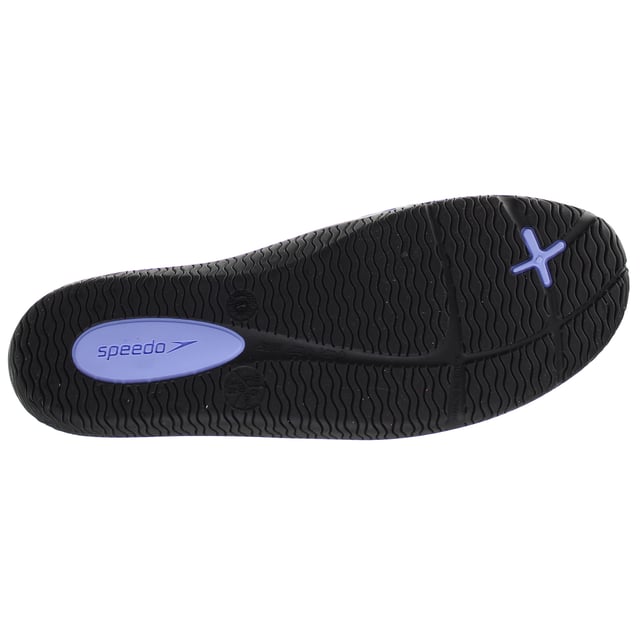 Made for around the pool or on the beach, these water shoes are great for protecting your feet and preventing slipping in wet areas. Made from soft, comfortable materials and with handy tabs at the back to help you put them on easily. 
Features: 
Shock-absorbing sole construction 
High grip on wet surfaces 
Outer Material: Synthetic 
Inner Material: Unlined 
Sole: Rubber 
Closure: Pull On 
Heel Type: No Heel 
Material Composition: 100% EVA 
Shoe Width: Medium 
PVC-free, made from recyclable Mengol