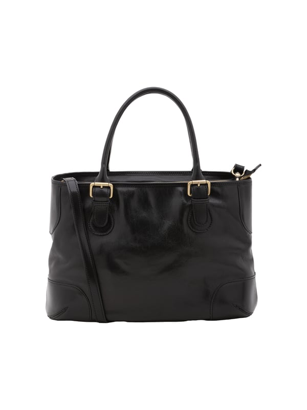 Bolso bandolera para mujer. El cierre es con cremallera. Hay dos bolsillos internos con cremalleras. Los bolsillos externos están ausentes. La bandolera es extraíble en piel. El mango es de piel. Hay dos compartimentos internos. El material exterior es auténtica piel de vacuno. Internamente está forrado en algodón. Medidas: 28x43x16 cm. Hecho en Italia