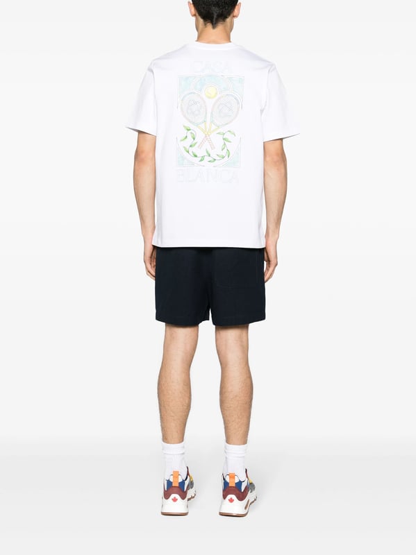 The Tennis Pastelle t-shirt is a short-sleeve printed design featuring artwork inspired by nature, architecture, and tennis in this season's pastel colours. Crafted from organic cotton and complete with a classic ribbed crew neck.