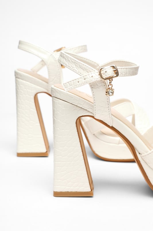 White croc faux leather flatform sandal cheap