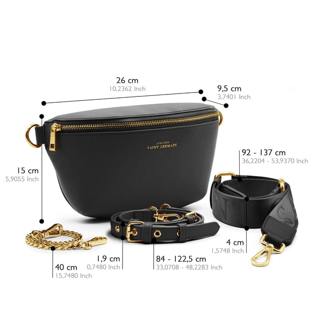 Cross-body bag - Inside pocket - Inside fabric lining - Supplied with 2 adjustable shoulder straps - 1 thin leather strap, 1 wide nylon strap with ATELIERS SAINT GERMAIN logo. - Outside credit card pocket - Logo ATELIERS SAINT GERMAIN - Zipped closure - Grained leather finish