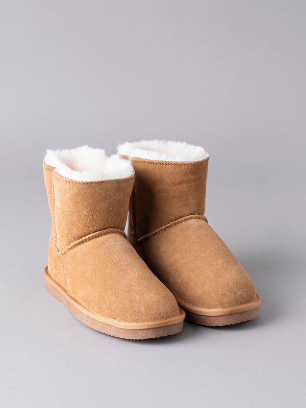 Ladies' Sheepskin Boot Slippers in Tan