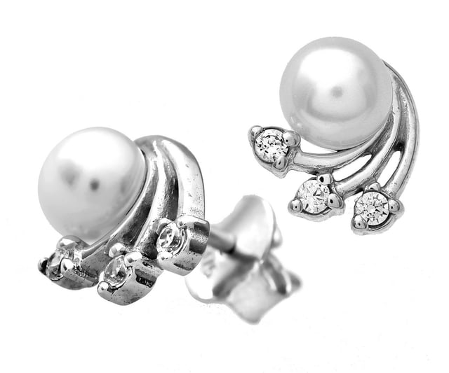 Oro blanco de 9 quilates (375): 0,75 g; # Zirconia cúbica
