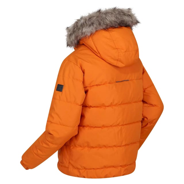 Regatta Childrens/Kids Faux Fur Trim Parka (Ahorn) Äußere Materialien: 100% Polyester. Stoff: Mikro-Popeline. Innenfutter: Polyester, Taft. Design: Abzeichen, Logo. Besätze: Reflektierend. Stofftechnologie: Strapazierfähig, isolierend, schnell trocknend, Thermo-Guard. Innere Reißverschlussabdeckung, gepolstert, gedrucktes Namensetikett, genähte Blenden. Manschette: Elastisch. Halsausschnitt: Kapuze. Ärmel-Typ: Langärmelig. Kapuzen-Merkmale: Kunstpelzbesatz, an der Kapuze angewachsen. Taschen: 2 Seitentaschen, Reißverschluss. Verschluss: Durchgehender Reißverschluss. Saum: Gummizug.
