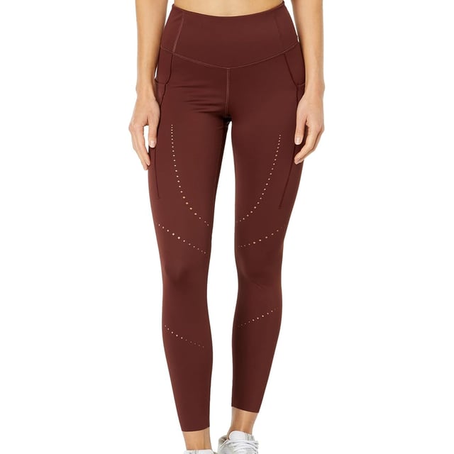 The Brooks Method Women's 7/8 Leggings deliver a perfect balance of performance and comfort for runners and fitness enthusiasts. Designed with supportive, stretchy fabric and a sleek fit, these leggings are ideal for everything from high-intensity training to casual activities.

Key Features:
Manufacturer Colour:

Run Raisin

Supportive Fit:

Made with compressive yet flexible fabric that hugs your body for a secure, flattering fit.


Moisture-Wicking Technology:

DriLayerÂ® fabric wicks sweat away to keep you cool, dry, and comfortable during workouts.


Breathable Design:

Lightweight material with strategic ventilation zones ensures optimal airflow.


7/8 Length:

Hits just above the ankle, offering versatile coverage for various activities and weather conditions.


Wide, High-Rise Waistband:

Comfortable, non-slip waistband stays in place and provides a smooth, supportive feel.


Storage Solutions:

Includes a drop-in pocket at the waistband and a hidden zippered pocket to securely store small essentials like keys or cards.


Stylish Brown Color:

A rich brown hue adds a sophisticated touch, perfect for both workout and casual wear.


Chafe-Free Comfort:

Flatlock seams reduce irritation for a smooth, comfortable feel during long runs or extended wear.


Sustainably Made:

Constructed with environmentally friendly materials for a performance piece you can feel good about.



Whether youre hitting the trail, the gym, or running errands, the Brooks Method Women's Brown 7/8 Leggings combine function, comfort, and style to meet your every need.