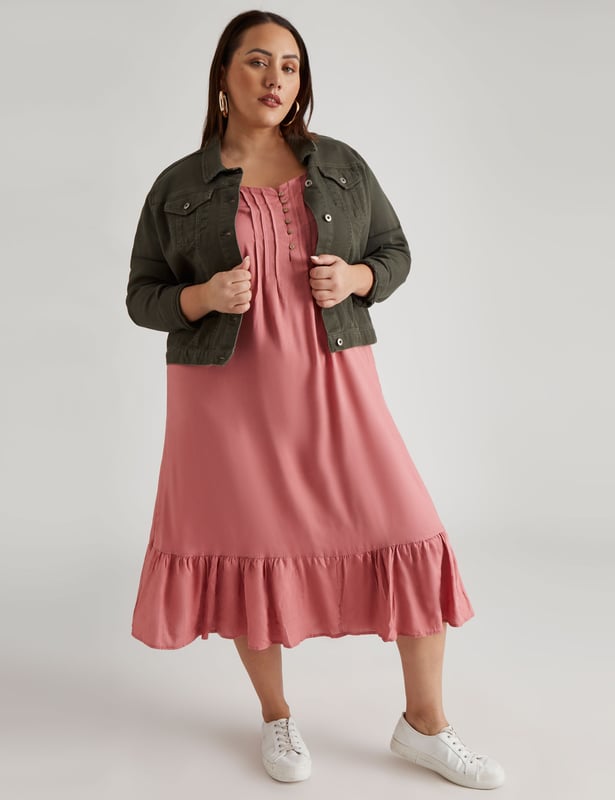 BeMe Plus Size Womens Midi Dress Pink Summer Linen A Line Fashion Dusty Ro Long Sleeve solid Pintuck Women s Clothing