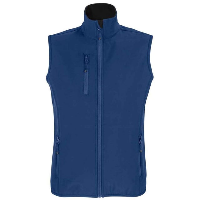 Outer Materials: 94% Recycled Polyester, 6% Elastane. Lining: Fleece, Polyester. Fabric: Softshell. Design: Plain. Fabric Technology: Breathable, Waterproof, Windproof. Bound Armholes, Chin Guard, Elasticated Arm Holes, Inner Zip Guard, Tearaway Label, Three Layers. Sleeve-Type: Sleeveless. Neckline: Standing Collar. Pockets: 1 Chest Pocket, 2 Lower Pockets, Zip. Fastening: Full Zip. Hem: Bound, Elasticated. Sustainability: Amfori, BSCI, Fair Wear Approved, GRS Certified, Oeko-Tex Standard 100 Certified, PETA-Approved Vegan, REACH.