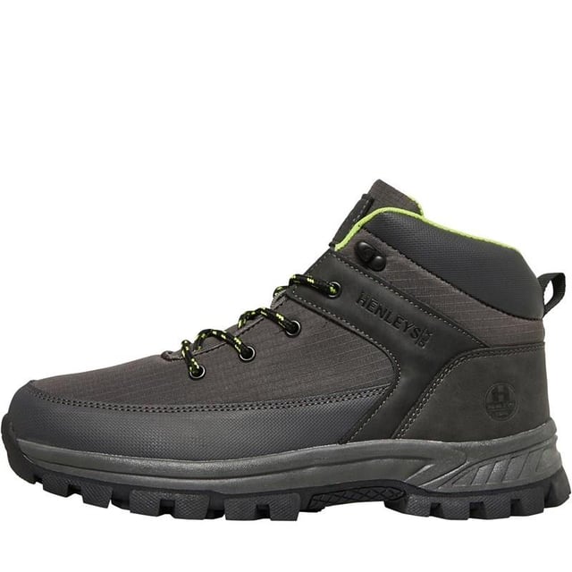Product Detail:
Henleys mid profile lace up boots.
Branding to the tongue and side.
Synthetic and textile upper.
Textile lining.
Lace fastening.
Padded ankle and tongue.
Heel pull.
Grippy rubber sole.