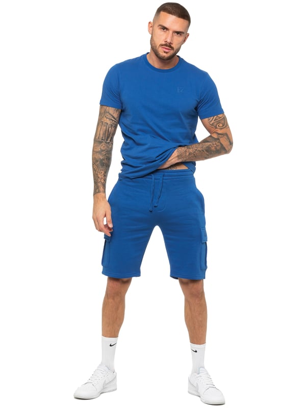 Enzo | Mens T-Shirt Tracksuit With Shorts Set - Blue
