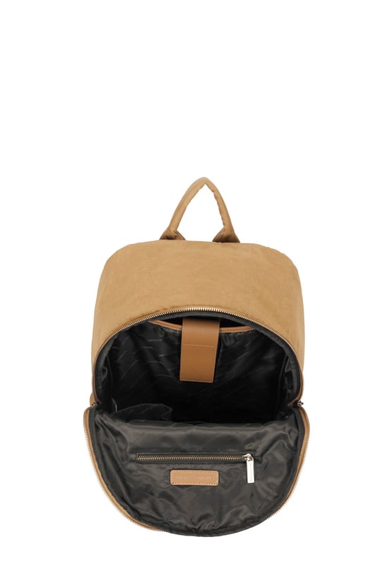 The Zip Around Nylon Backpack is the go-to bag for everyday essentials. The classic silhouette is cut in our signature nylon featuring a flap over zip pocket to the front. Inside features a 15” padded laptop sleeve with additional internal pockets for organised storage. Features: , Zip top opening, Front flap over zip pocket, Rear zip pocket, SMITH & CANOVA antique brass logo, Branded antique brass zips, Padded grab handle, Adjustable padded backpack straps, Internal 15 inch padded laptop sleeve, Internal zip pocket, 2 Internal mobile phone slip pockets - fits normal and plus size smart phones, 2 Internal pen slip pockets Style Ref: 92681 TAN