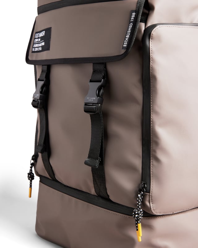 Ted Baker Walks Rubberised Zip Top Backpack, Taupe