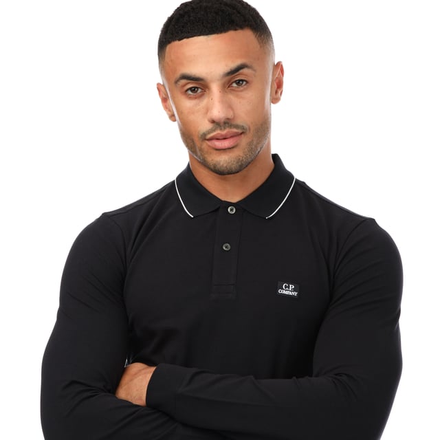 Men s C.P. Company Stretch Piquet Slim Polo Shirt in Navy