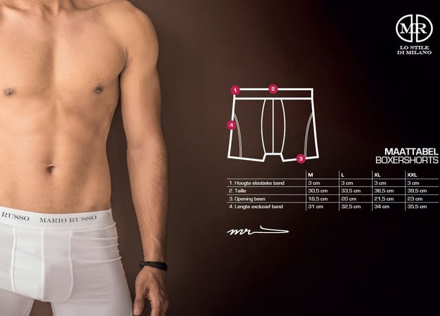 Mario Russo long fit boxers voor heren. De boxershorts zijn gemaakt van polyester en elastaan, wat zorgt dat de stof veel rek heeft.  Merk: Mario RussoModelnaam: long fit boxersCategorie: heren boxershortsMaterialen: katoen/elastaanKleur: zwart, blauw, grijs, groen, wit