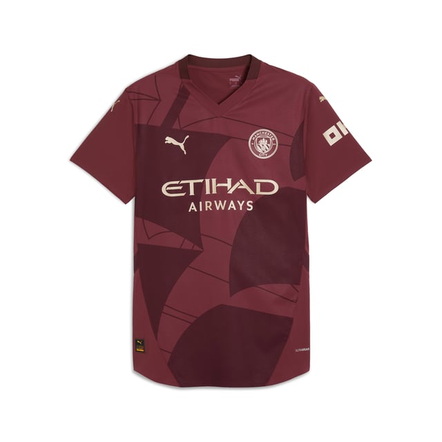 PRODUCT STORY: City represents constant movement, on and off the pitch. With the 2024/25 Third Kit, we pay tribute to a club symbol thats been there through it all. The ship from the Man City badge is transformed into an all-over graphic that represents the past, present, and future of a club thats never not moving.?Authentic jersey is what the players wear on the pitch. It features PUMAs ULTRAWEAVE fabric and an athletic fit for elite-level performance. FEATURES & BENEFITS: ULTRAWEAVE: Ultra-light, engineered fabric with a structured, 4-way stretch that reduces weight and friction. Built for athletes looking to increase speed and strength; dryCELL: Performance technology designed to wick moisture from the body and keep you free of sweat during exercise; Made with 100% recycled material excluding trims & decorations. DETAILS: Performance fit; 78 gsm, Dobby; V-neck; Short sleeves; As worn by the players; Official team branding. Our model is 188 cm tall and is wearing size M UK.