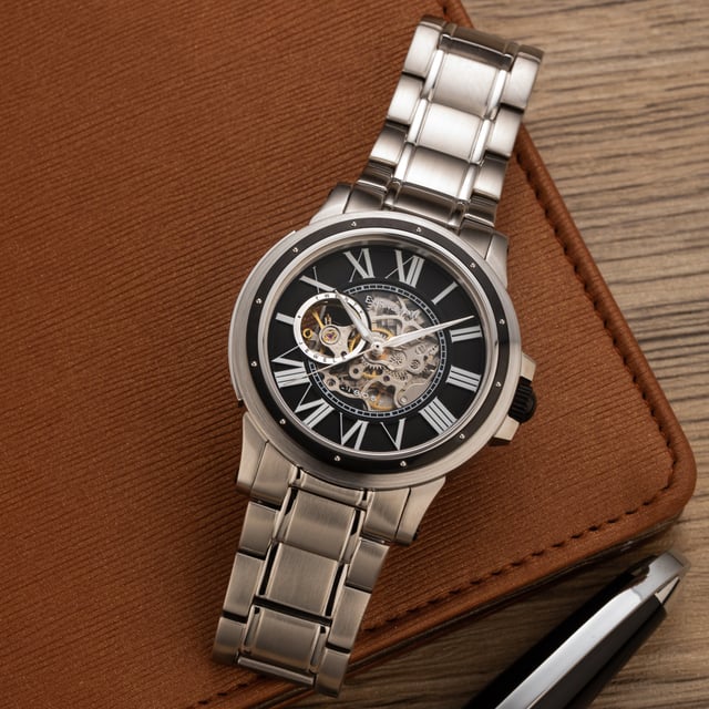COLLECTION: COMET OPEN HEART SKELETON 
MODEL: ES-8243-44
MOVEMENT: AUTOMATIC 
CASE MATERIAL: STAINLESS STEEL
CASE DIAMETER (MM): 42
CASE THICKNESS (MM): 14
CASE SHAPE: ROUND
CASE COLOR: STAINLESS STEEL
DIAL COLOR: BLACK
BAND: SOLID STAINLESS STEEL BRACELET
BAND COLOR: STAINLESS STEEL
BUCKLE: DEPLOYMENT BUCKLE
BAND WIDTH (MM): 22
WATER RESISTANCE: 5 ATM
WATCH WEIGHT (G): 150
WARRANTY: 2 YEARS INTERNATIONAL WARRANTY