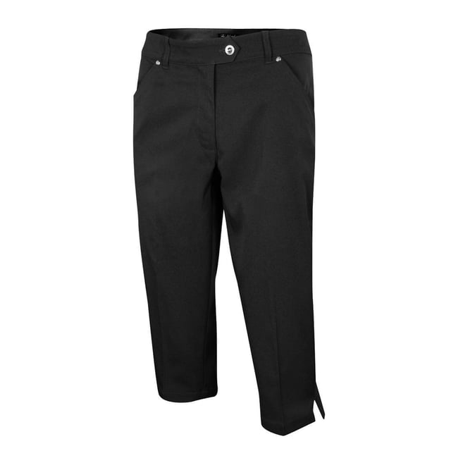 96% Polyester, 4% Elastane. Fabric: Stretch. Design: Logo, Plain. Fastening: Button, Zip Fly. Fabric Technology: Flexible. Belt Loops, Cropped. Pockets: 2 Side Pockets, 2 Back Pockets, Welted. Hem: Side Vents.