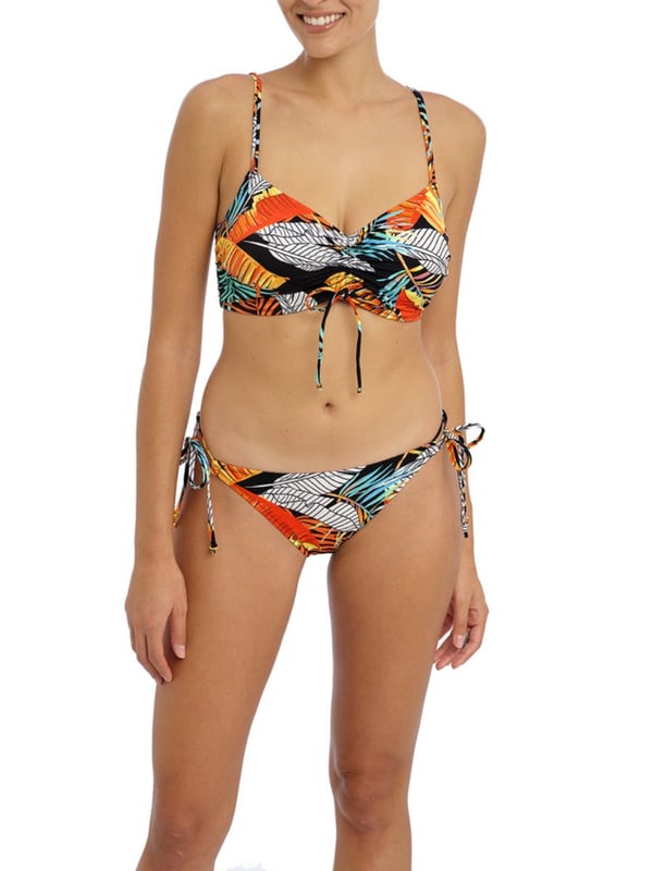 Freya Samba Nights Tie Side Bikini Brief. Sits low on the hips and features narrow adjustable sides. This product is recommended as hand wash only.