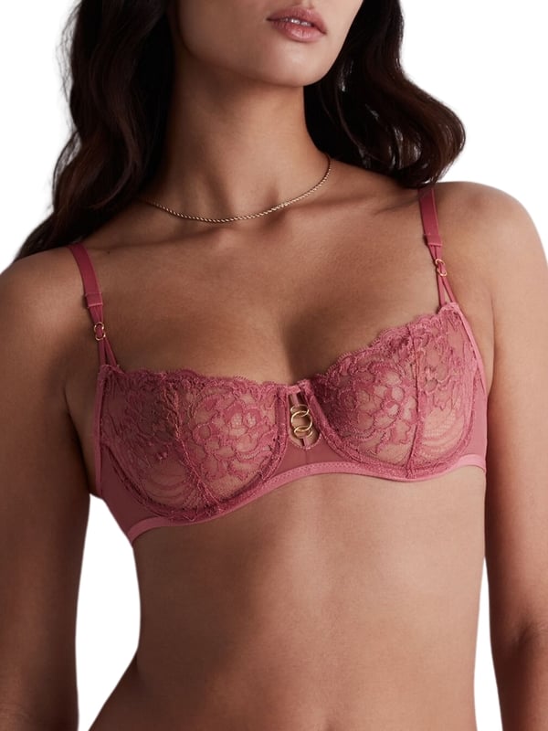 Aubade Feeling Myself Half Cup Bra. Half Cup underwired bra with nonpadded cups, delicate lace embroidery and matching briefs avaible. This item is recommended as hand wash only.