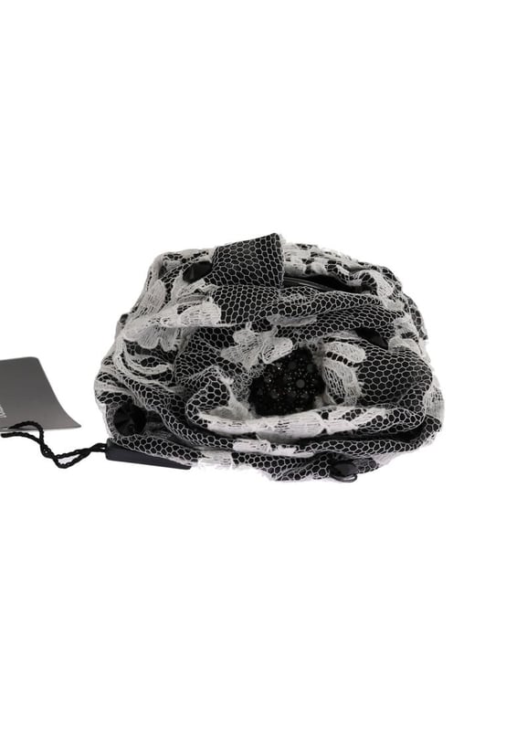 Brand: Dolce & Gabbana
  Style: Hair Claw
  Color: Black and white
  Crystal: Black
  Material: 20% AC 28% Cotton 12% PA 40% Silk
  Size: 10cm x 10cm
  Logo details
  Made in Italy