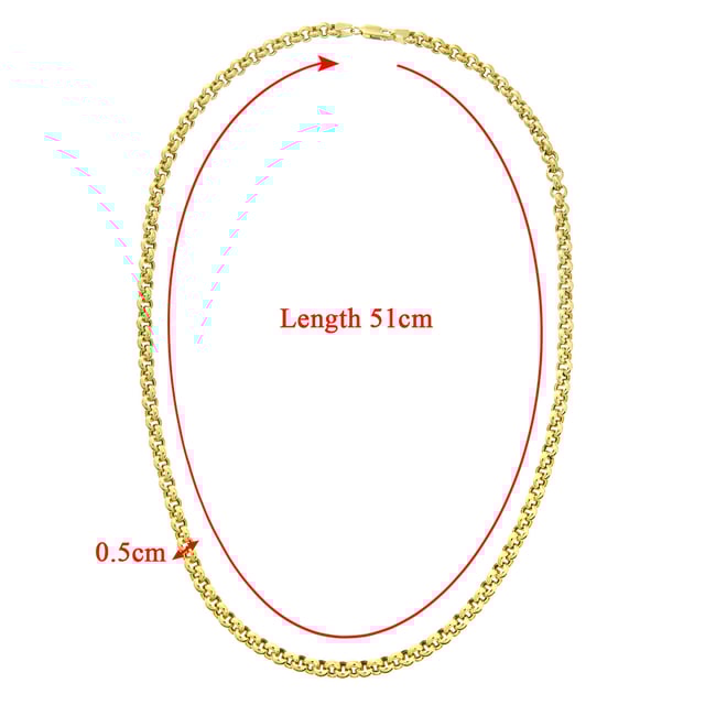 9ct Yellow Gold Thick Belcher Necklace of 18 Inch/46cm Length and 0.5cm Width 9K (375) Yellow Gold: 15.2gr