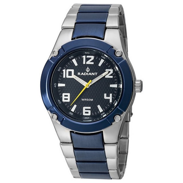 Wenn Sie die neuesten Trends in Mode und Accessoires verfolgen möchten, kaufen Sie die Herrenarmbanduhr Radiant RA318202 (48 mm) zum besten Preis. Geschlecht: Männlich Bewegungstyp: Quarz Material Gehäuse: Stahl Armbandmaterial: Gummi Zifferblattfarbe: Blau Glas: Mineral Schließe: Druckverschluss Wasserdichtigkeit: 5 atm Gehäusedurchmesser: 48 mm Inklusive Markenbox