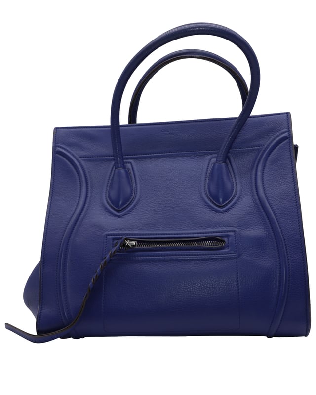 Celine Medium Phantom Luggage Tote Bag in Blue Leather