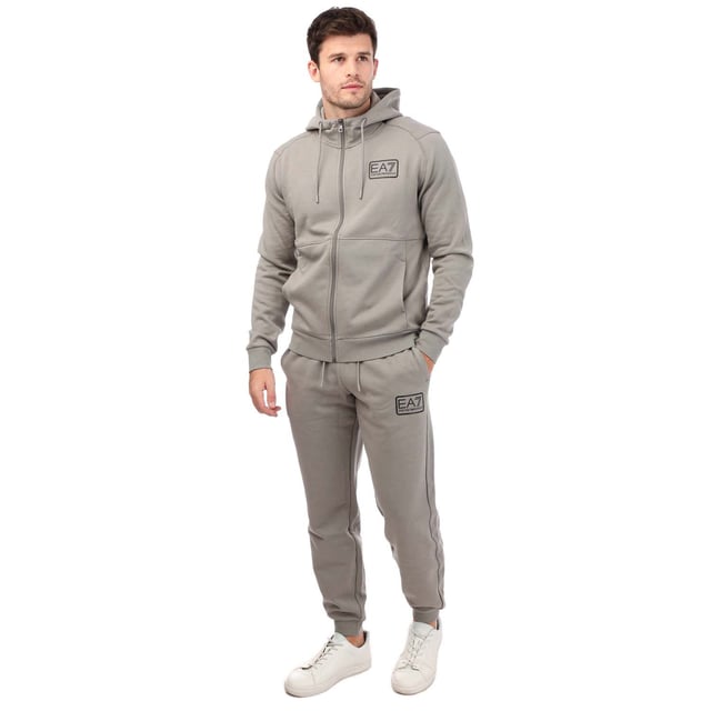 Men s Emporio Armani EA7 Core ID Cotton Blend Tracksuit in Grey